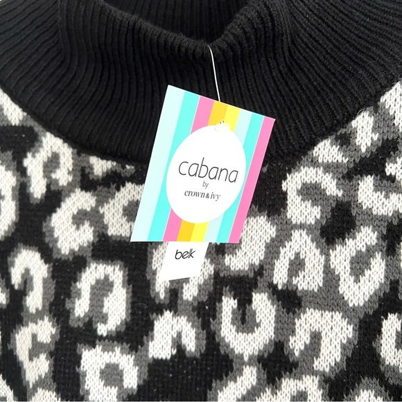 NWT Cabana by Crown & Ivy | Animal Print Mock Neck Tunic Sweater | Size Large - Picture 5 of 8